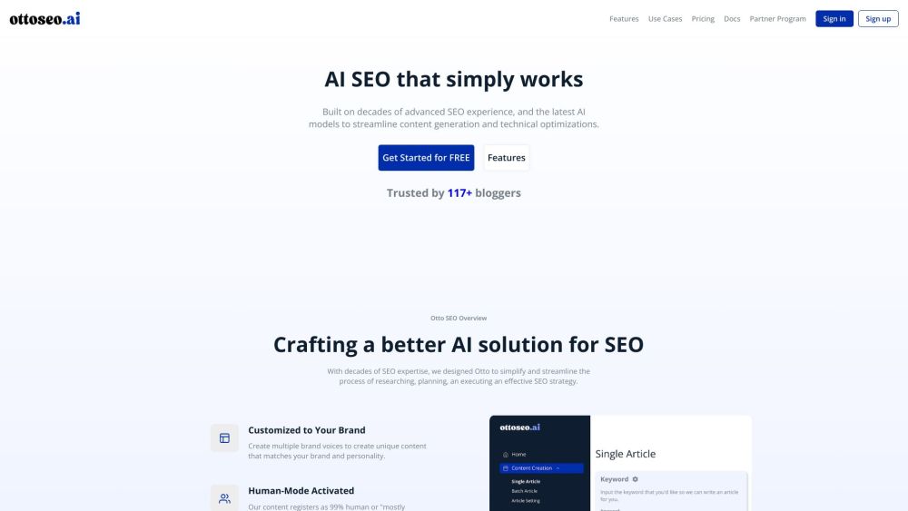 OttoSEO.ai: AI-SEO at scale, ai tool for Product Name