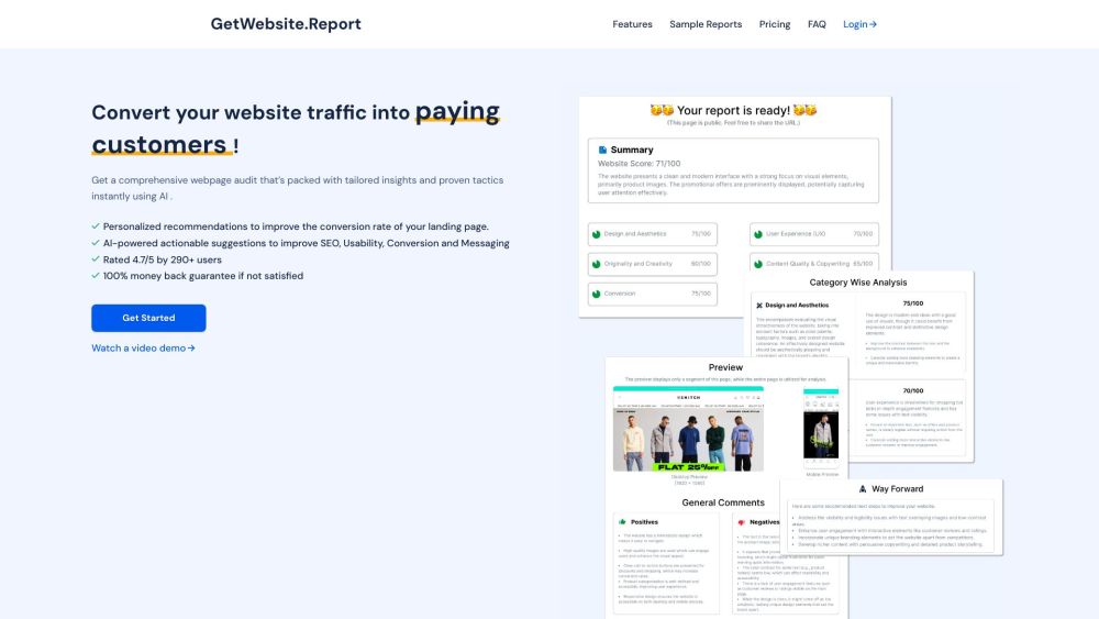 GetWebsite.Report: AI Tool Optimizing Landing Pages