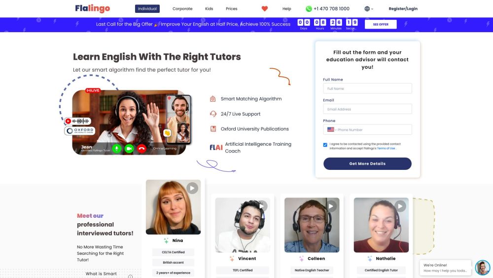 Flalingo: Learn English online with native tutors, AI tool