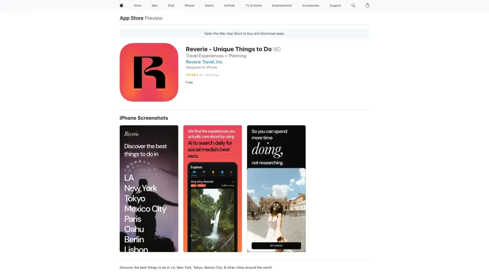 Reverie: AI Tool for Top City Experiences