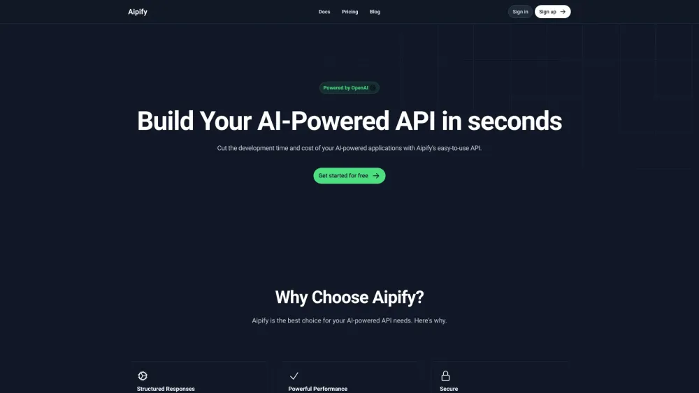 Aipify: AI Tool for Instant API Creation