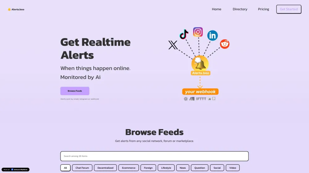 Alerts.boo: Create Webhooks for Any Social Media Account