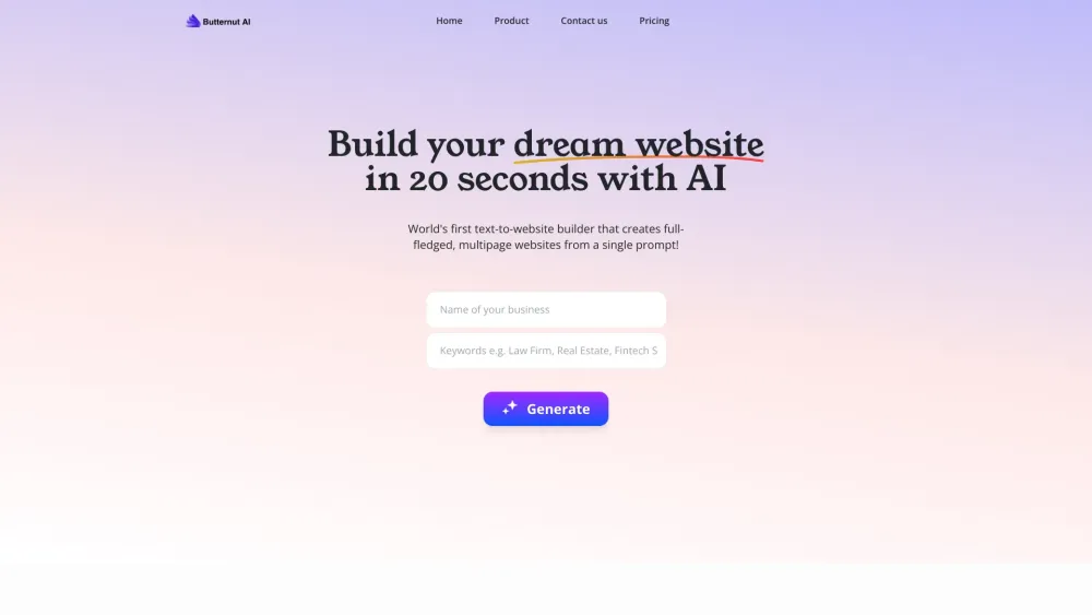 Butternut AI: AI Tool for Customizable Websites