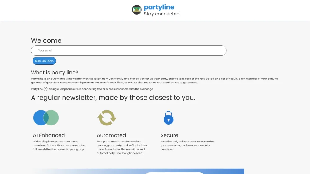 PartyLine: AI Newsletter for Family & Friends