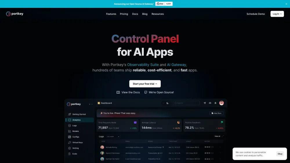 Portkey.ai - Control Panel for AI: Develop, launch, maintain & iterate over generative AI apps faster