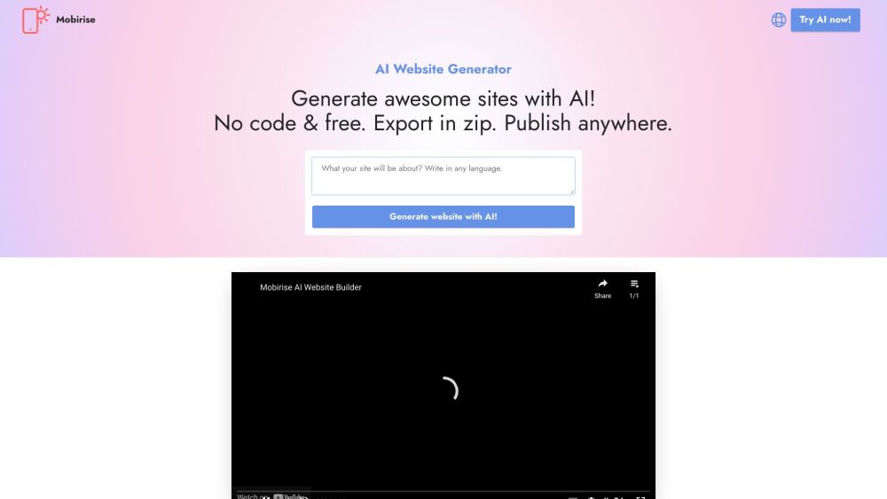 Mobirise AI Website Generator: Free AI Tool for Sites