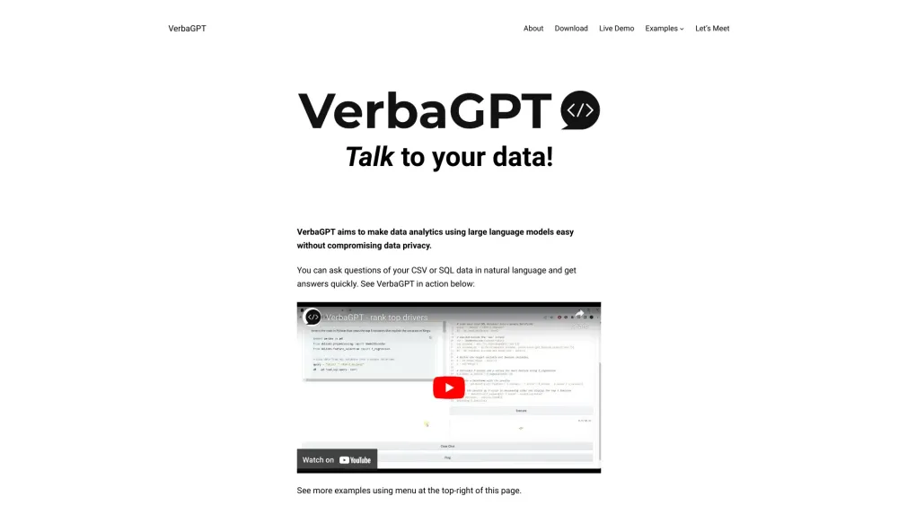 VerbaGPT: AI Tool for SQL Data Interaction - 40 characters