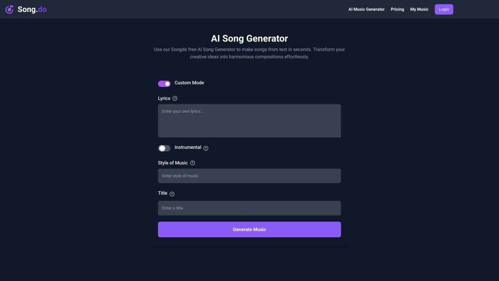 Song.do: The best free AI song generator - create songs and make music in the simplest way possible.