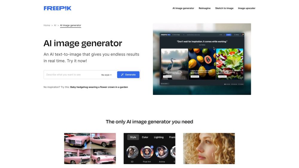 Freepik AI Image Generator Website screenshot