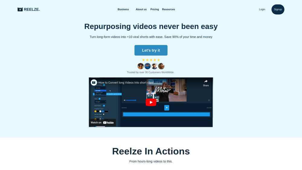 Reelze: AI Tool for Short Video Editing