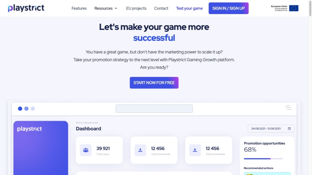 Playstrict: Gaming growth platform for developers to promote & monetize games with AI tool