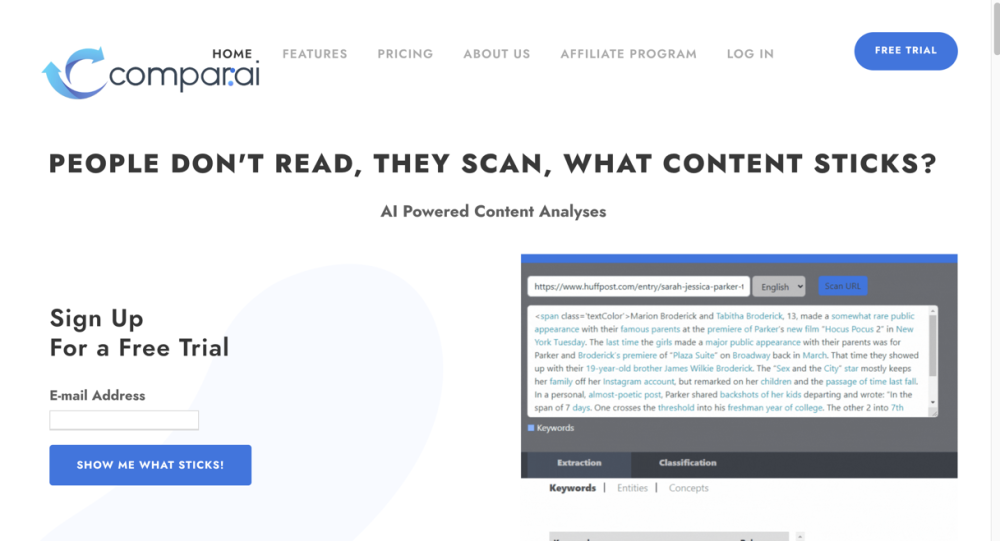 Compar.ai: AI Tool for Content Stickiness Analysis