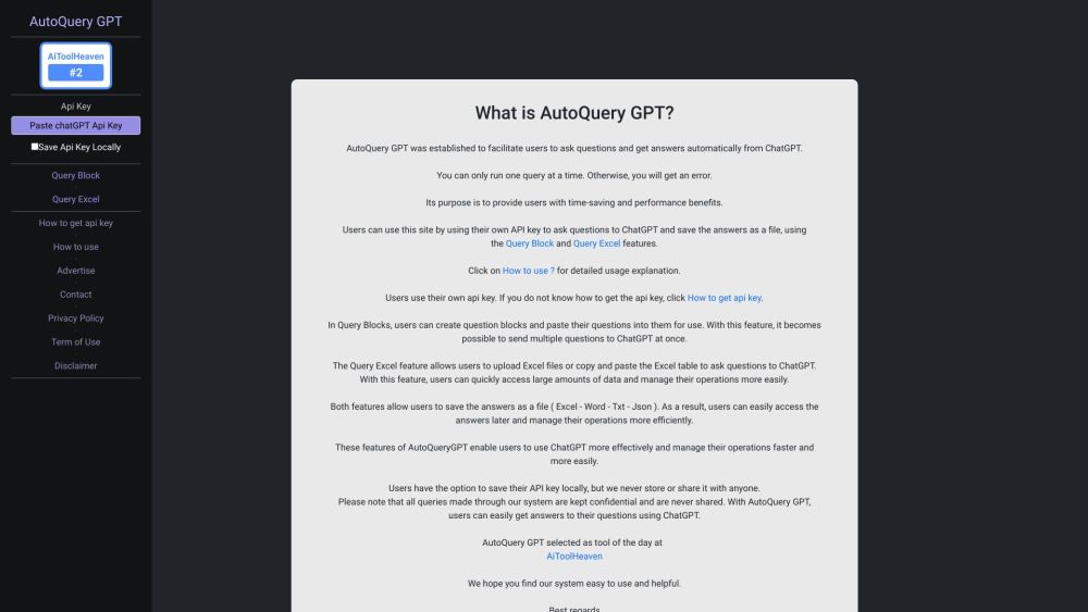 AutoQuery GPT: AI Tool for Automatic Q&A