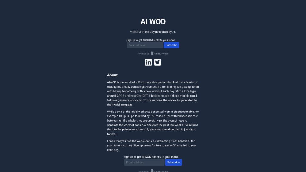 AI WOD: AI Tool for Personalized Daily Workouts