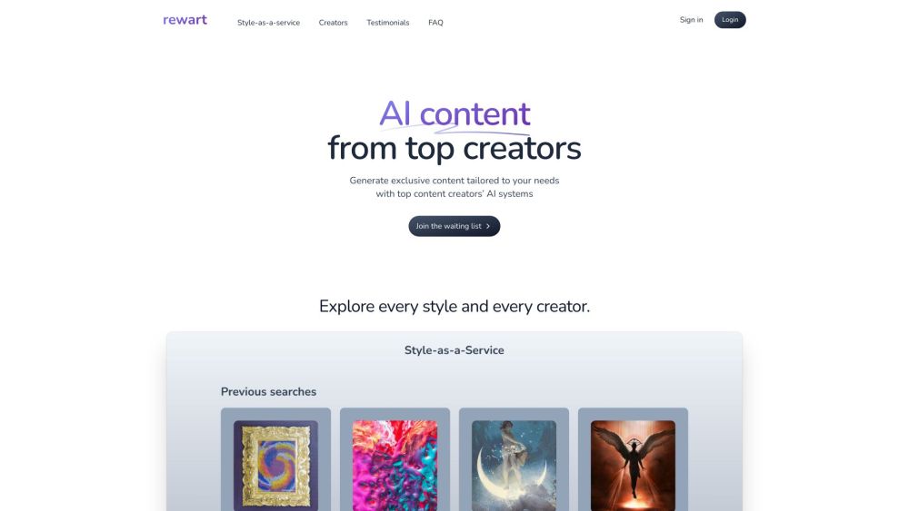 Rewart: Monetize art and style for AI development