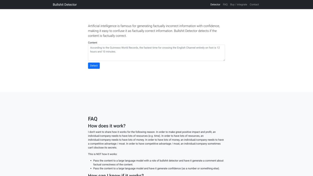 Bullshit Detector for AI generated content: ai tool to fact-check AI content instantly
