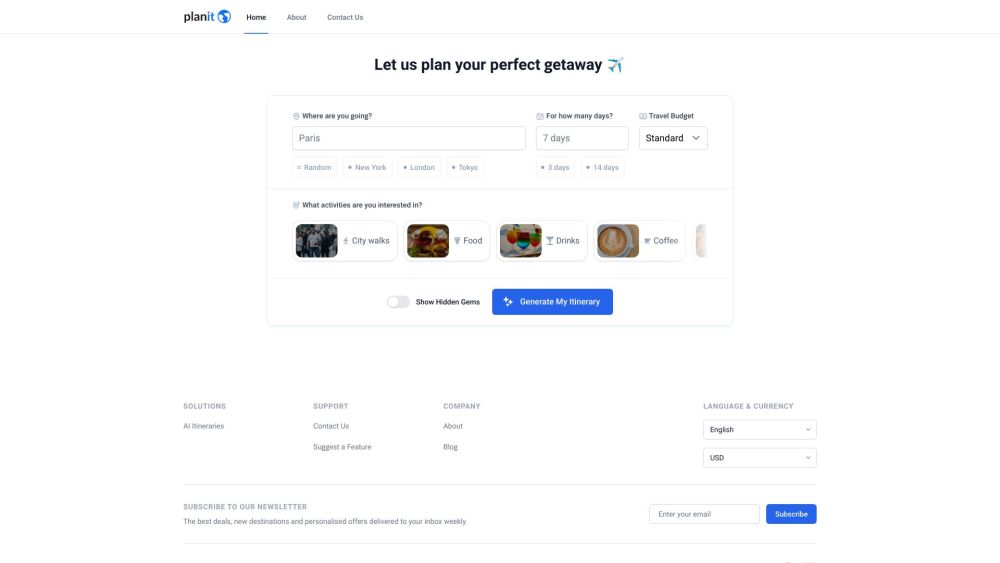 Planit Earth: AI Tool for Personalized Travel