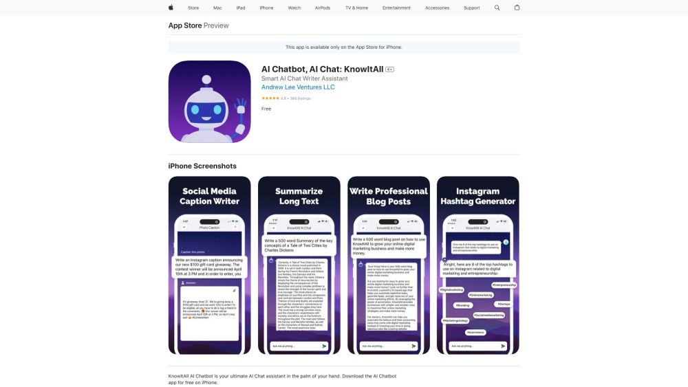 KnowItAll AI: Free AI Tool for iPhone