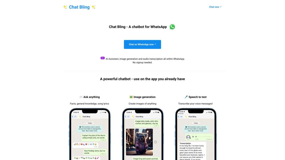 Chat Bling: AI Tool for WhatsApp Users