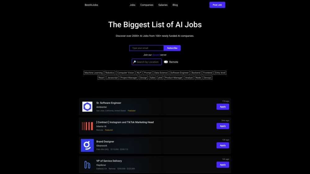 Best AI Jobs: AI Tool for Engineers & Developers