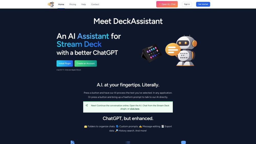 DeckAssistant Website screenshot