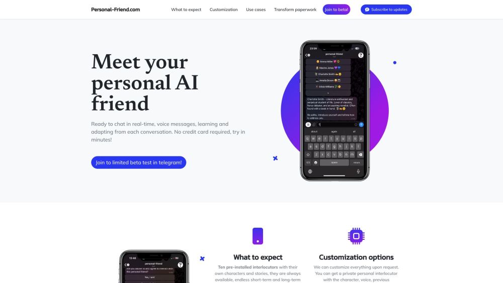 personal-friend.com: AI Tool for Custom AI Friends