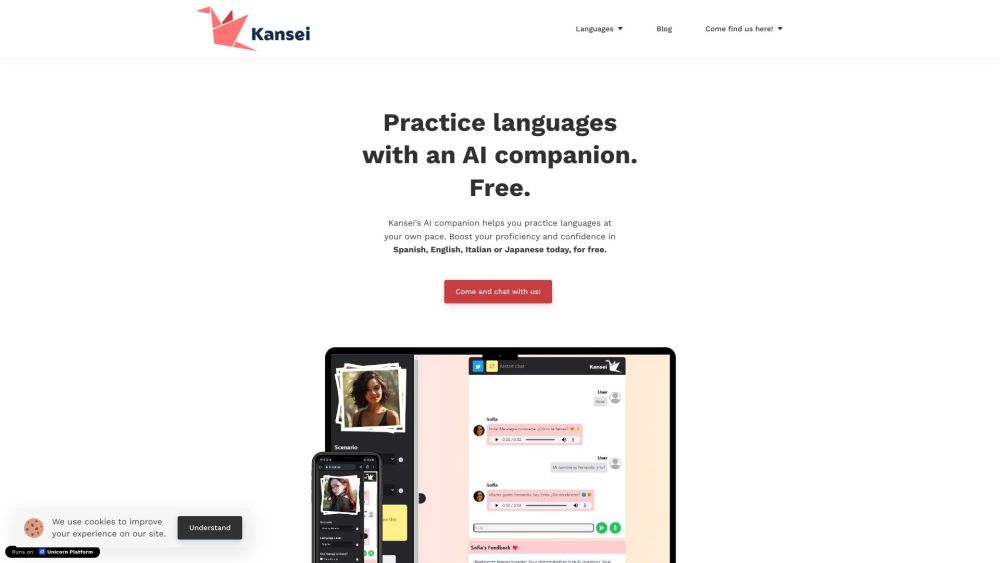 Kansei: AI Language Learning Platform, Immersive Personalized Conversations