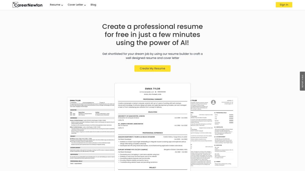 CareerNewton: Custom Resumes with AI Tool