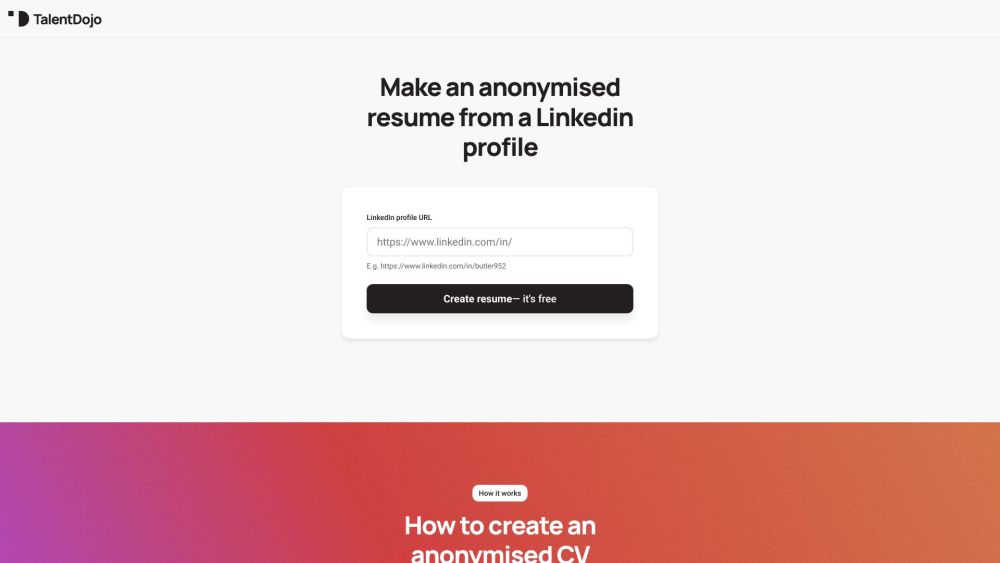 Talent Dojo: AI Tool for Anonymised Resumes