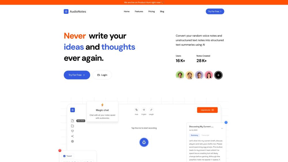 Audionotes: AI Tool for Smart Note Taking