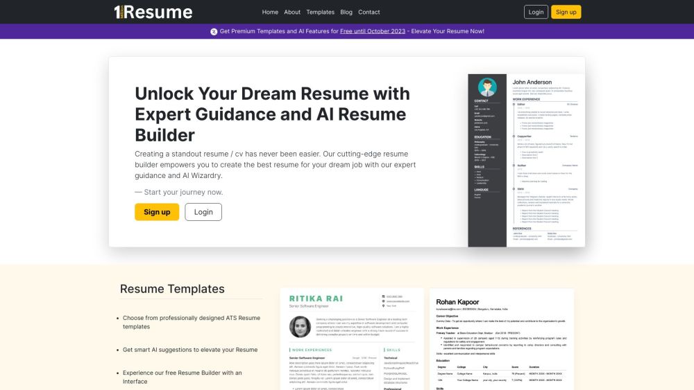 1MillionResume.com: AI Tool for Professional Resumes