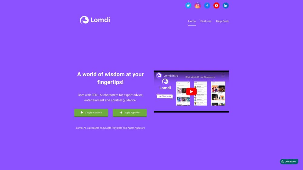 Lomdi AI Chatbots: Ultimate AI Tool for 300+ Characters