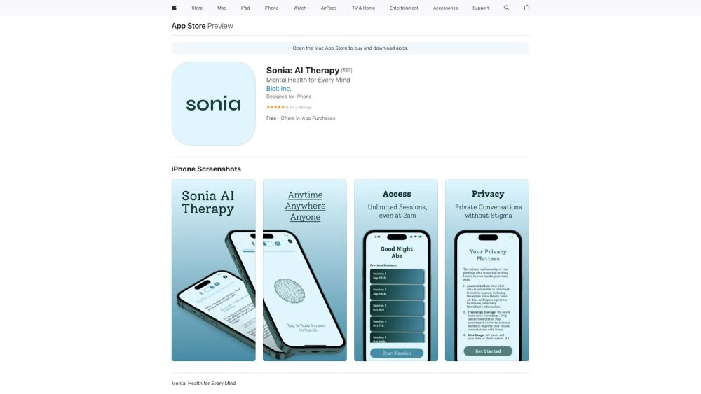 Sonia: AI Therapy - Mental Health AI Tool