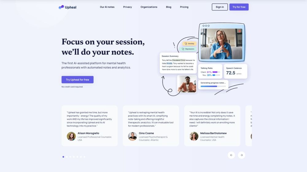 Upheal: AI Tool for Mental Health Pros