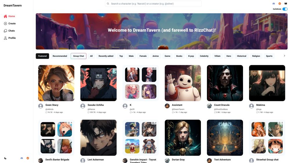 DreamTavern: Chat with Characters in This AI Tool Product Name Experience