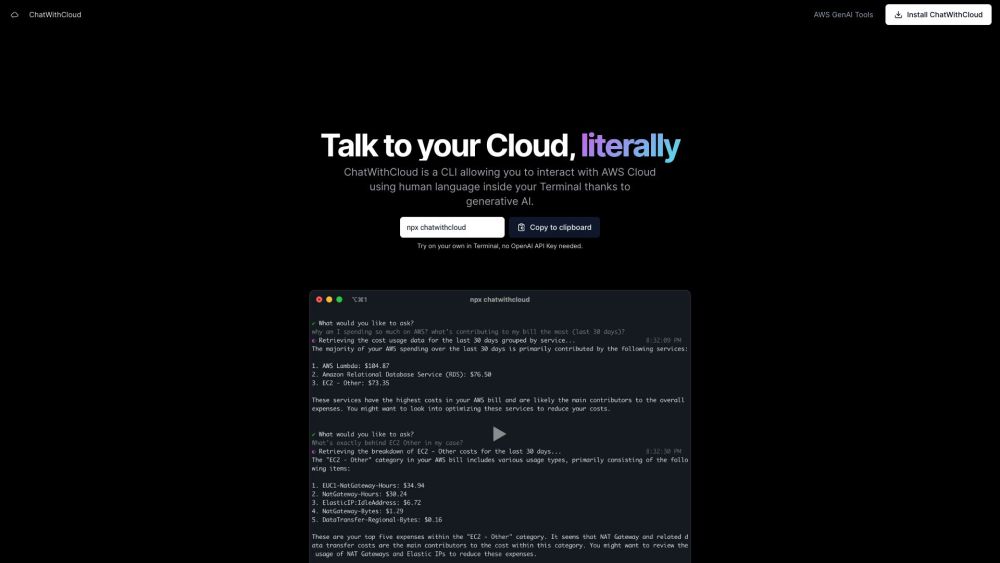 ChatWithCloud: Terminal AI Tool for AWS Cloud