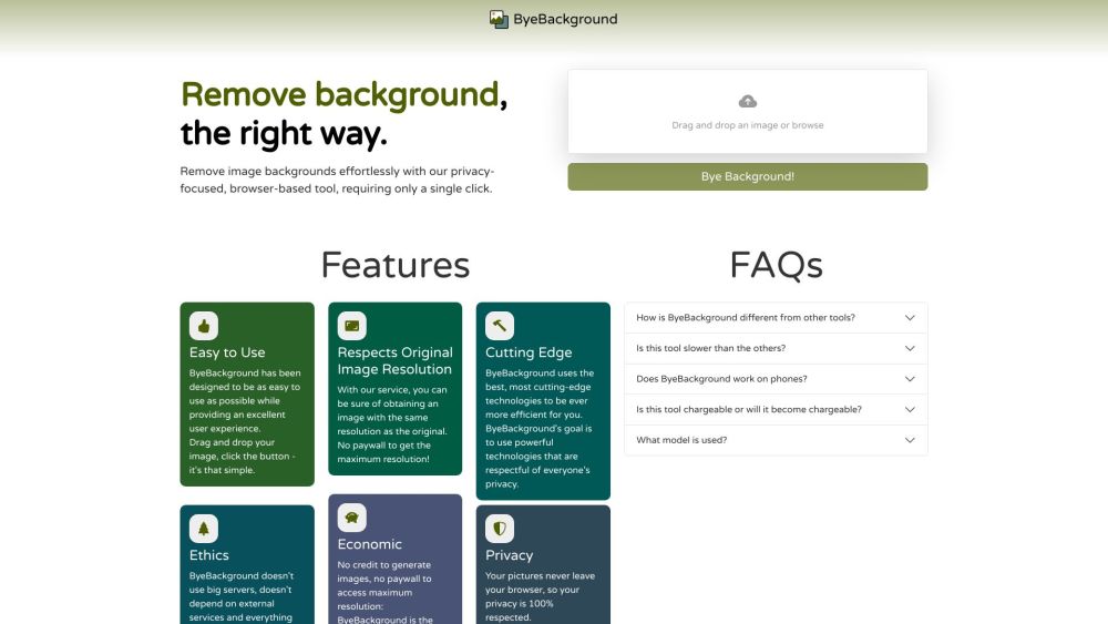 ByeBackground: Effortless Background Removal AI Tool