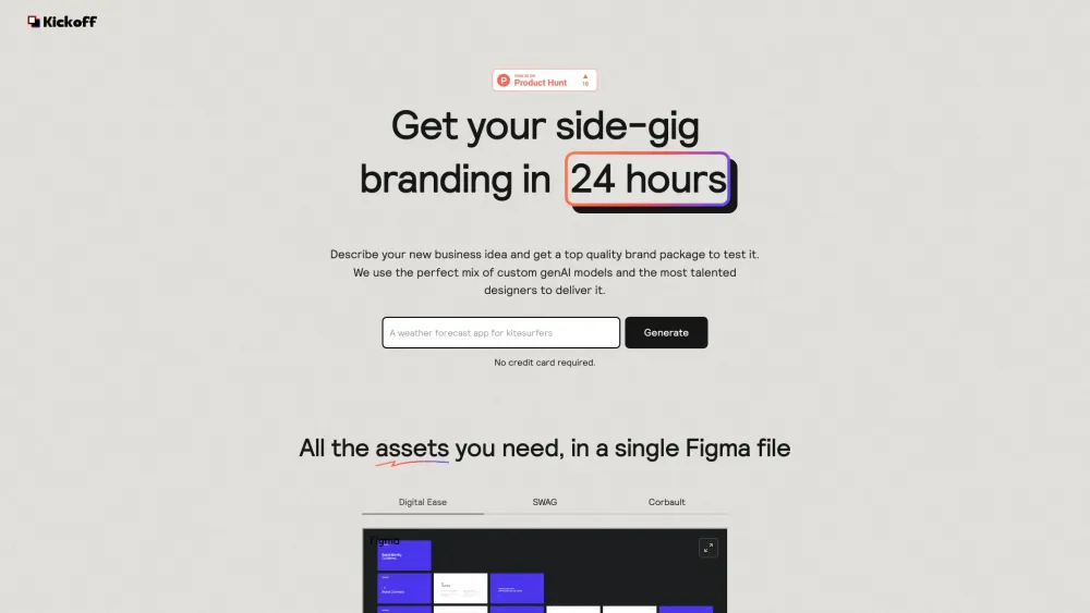 Kickoff: AI Tool for Affordable Brand Packages