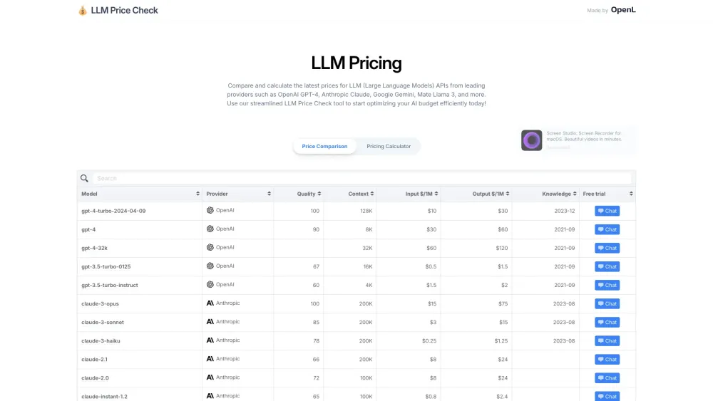 LLM Price Check: Instantly Compare LLM API Prices with AI Tool