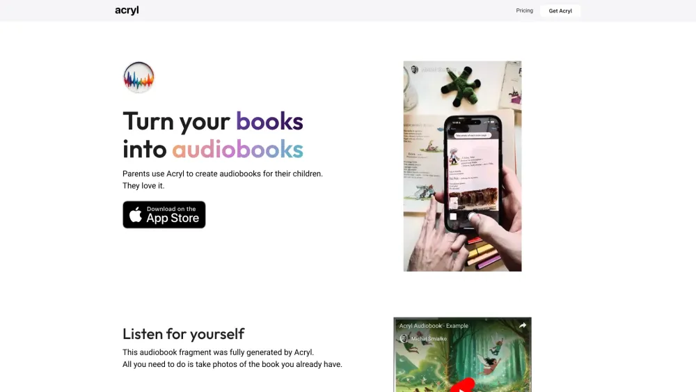 Acryl: AI Tool to Turn Books into Audiobooks