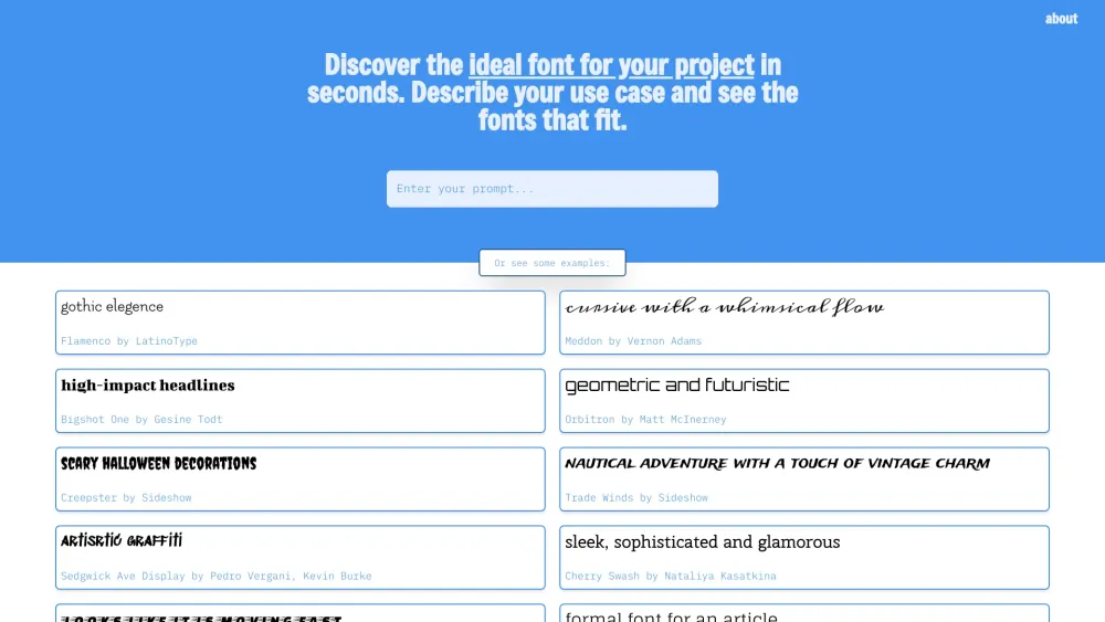 Font Vibes: Ideal Fonts for Any Project - AI Tool