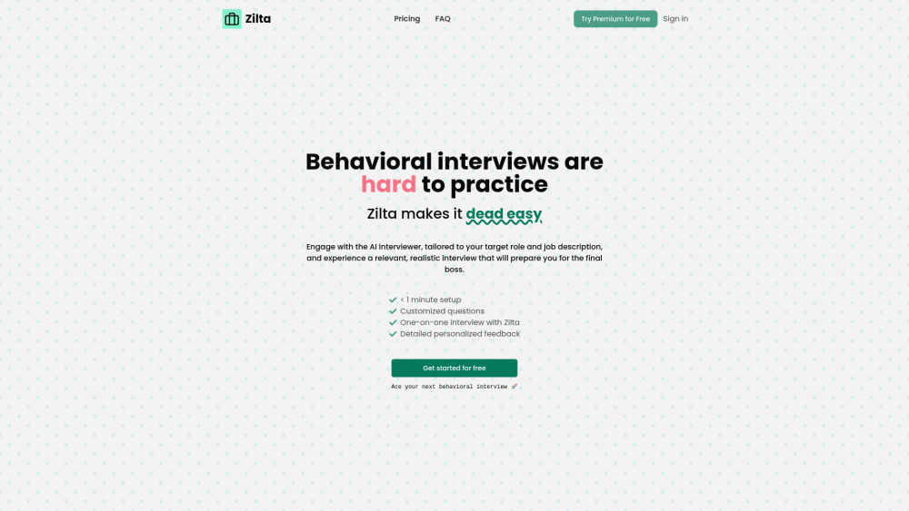 Zilta: AI Tool for Job Mock Interviews