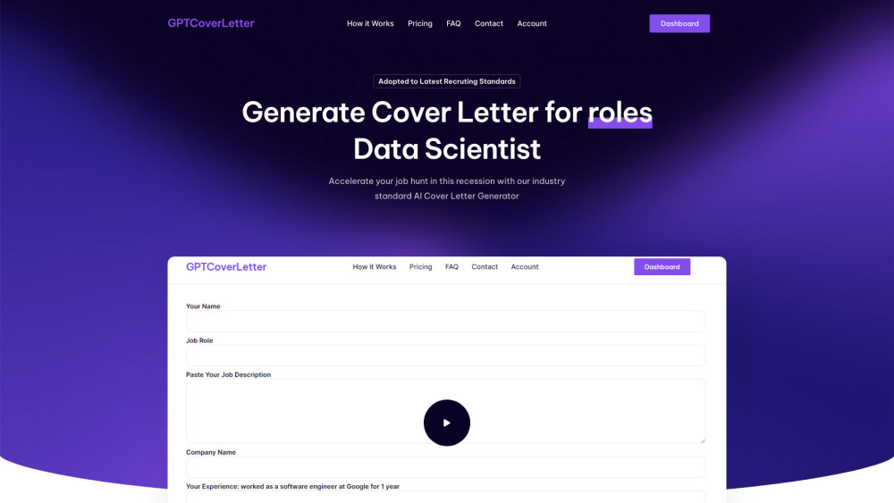 GPT CoverLetter: AI Tool for Job-Tailored Cover Letters