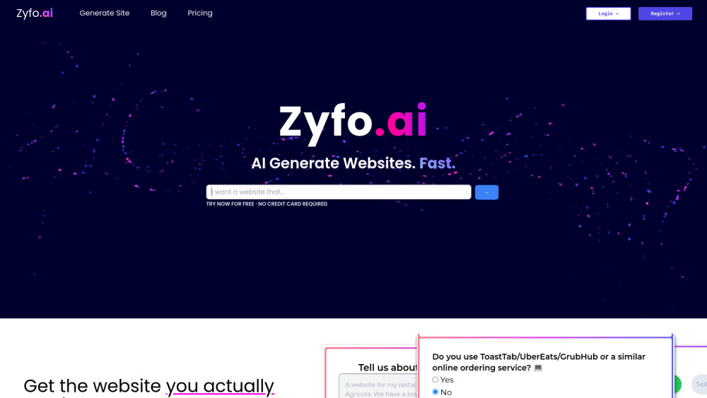 Zyfo AI Website Generator: ai tool for effortless design