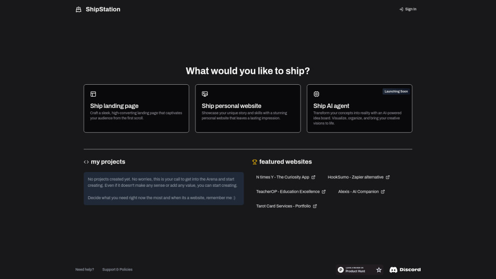 ShipStation.AI: AI Tool for Stunning Websites