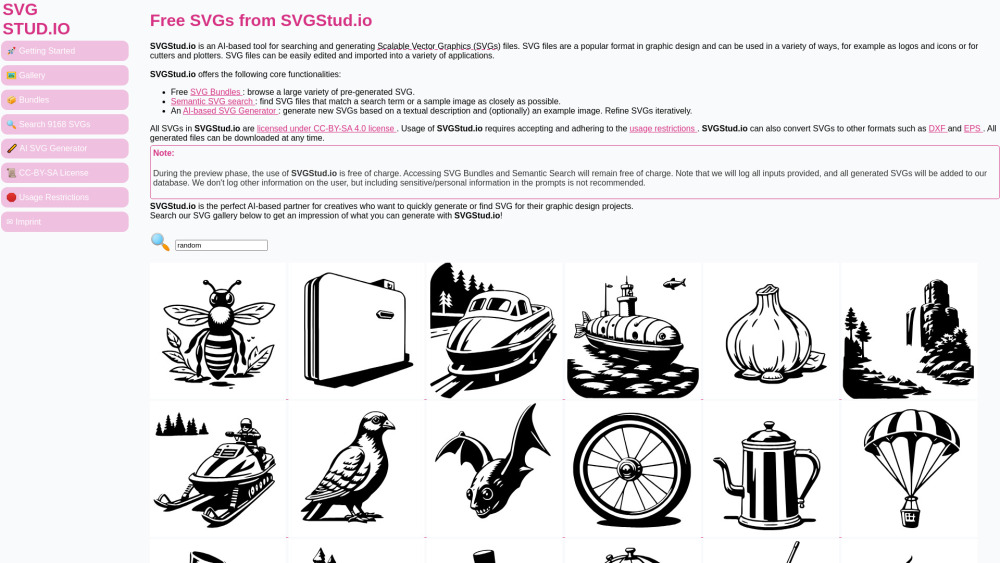 SVGStud.io: AI-based SVG generation and search tool