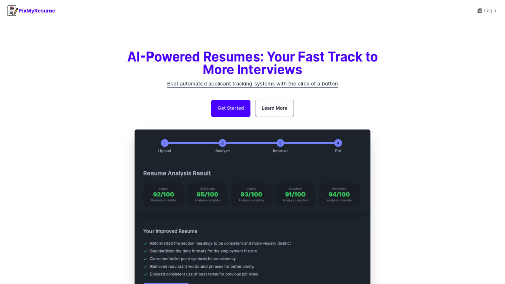 FixMyResume AI: AI Tool for Job Search Enhancement