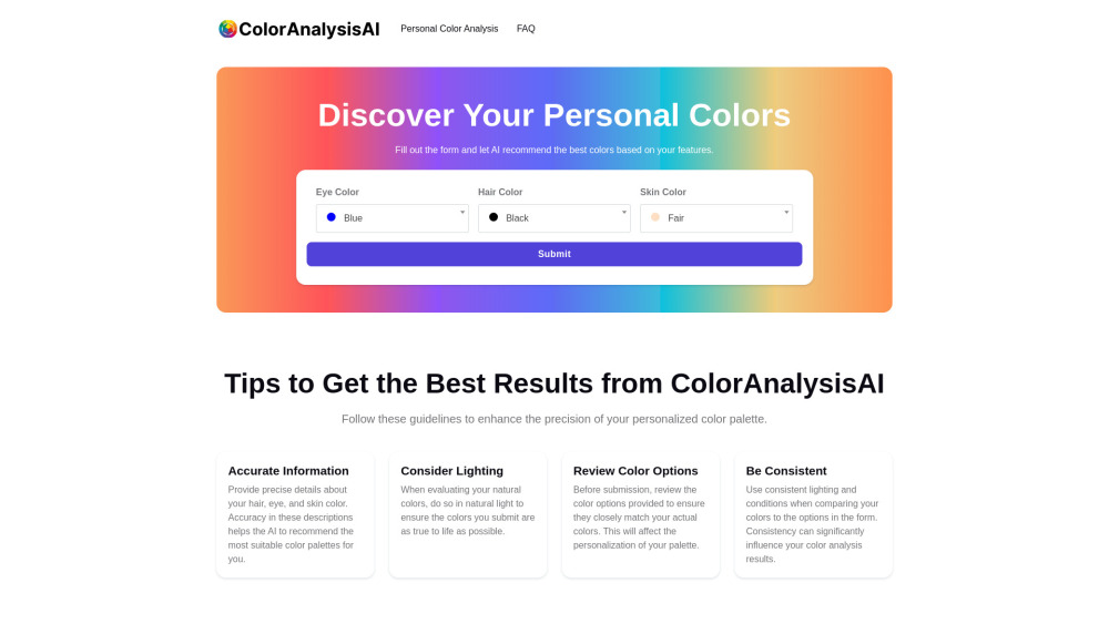 ColorAnalysisAI: AI Tool for Perfect Color Palettes