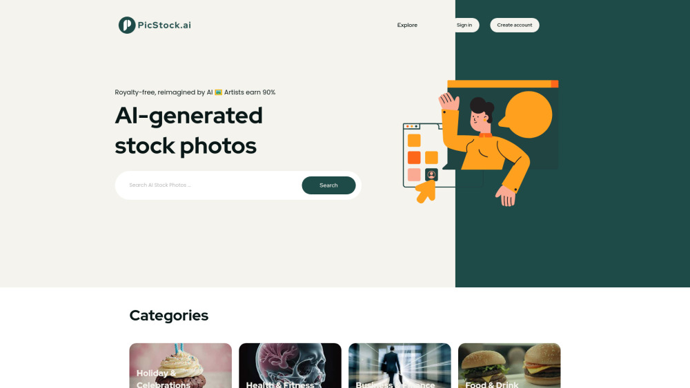 PicStock.ai: Revolutionize stock photo with curated free and paid options. Artists earn 90%. The ultimate AI tool for your creative projects.