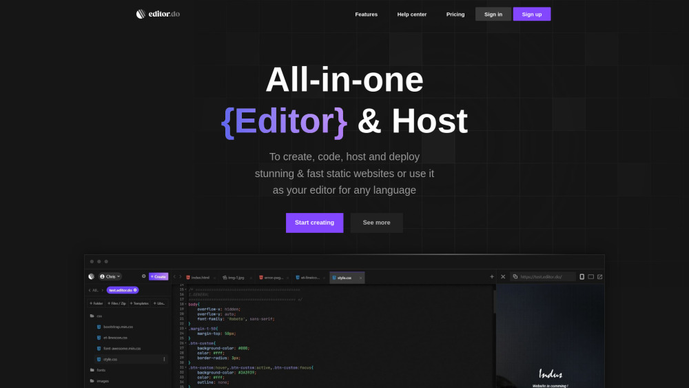 Editor.do: AI Tool for Coding and Hosting